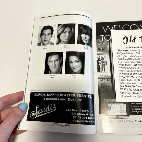 Old Times Opening Night Playbill Broadway Clive Owen Kelly Reilly Eve Best - Picture 10 of 12